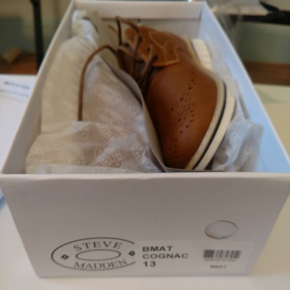 NEW Steve Madden Oxford for Boys size 13 Cognac - Picture 4 of 5